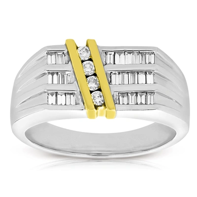 Vir Jewels 1/2 Cttw Men's Diamond Engagement Ring 14k Two Tone Gold Si Clarity In Silver