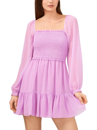 Shop 1.state Womens Chiffon Smocked Mini Dress In Multi