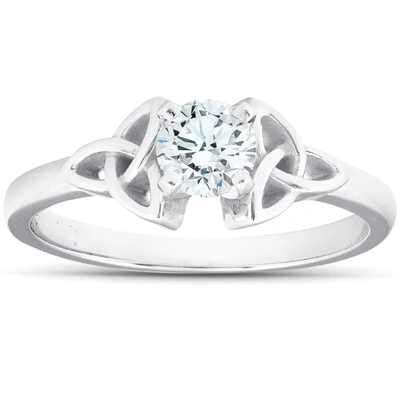 Pompeii3 5/8 Ct Diamond Solitaire Celtic Engagement Ring 14k White Gold In White