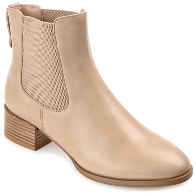 Journee Collection Womens Chayse Stacked Heel Booties In Beige