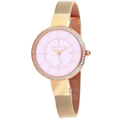 Shop Christian Van Sant Women's Pink Dial Watch In Gold