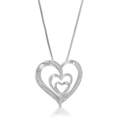 Vir Jewels 1/10 Cttw Lab Grown Round Cut Diamond Heart Pendant Necklace .925 Sterling Silver 3/4 Inch With 18 I In Silver
