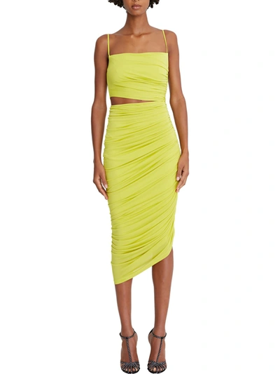 Shop Halston Womens Cut-out Midi Cocktail And Party Dress In Yellow