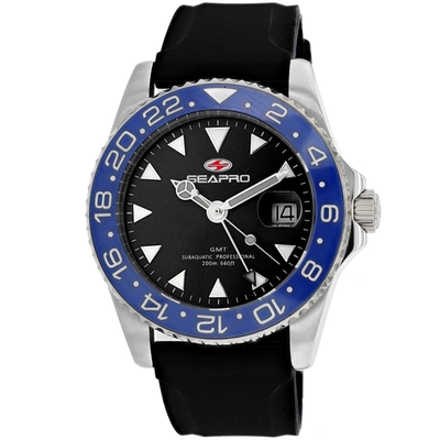 Shop Seapro Men's Black Dial Watch In Blue