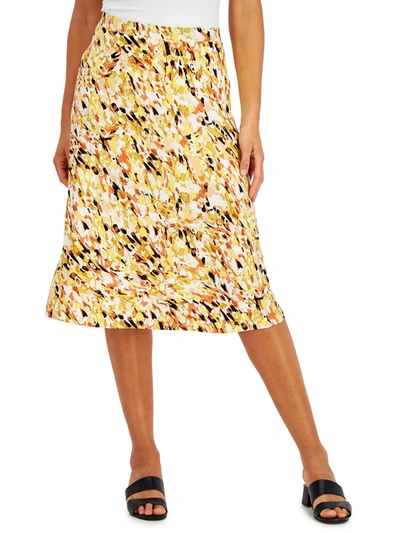 Shop Kasper Womens A-line Print Midi Skirt In Multi