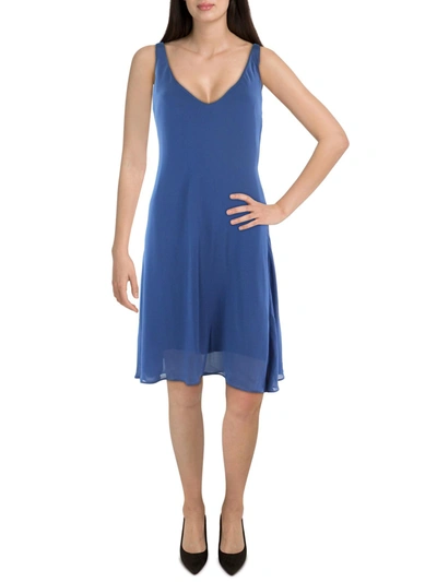 Shop Lauren Ralph Lauren Womens Solid Midi Cocktail And Party Dress In Blue