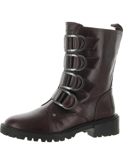 Shop Vince Camuto Frishea Womens Leather Buckles Combat & Lace-up Boots In Purple