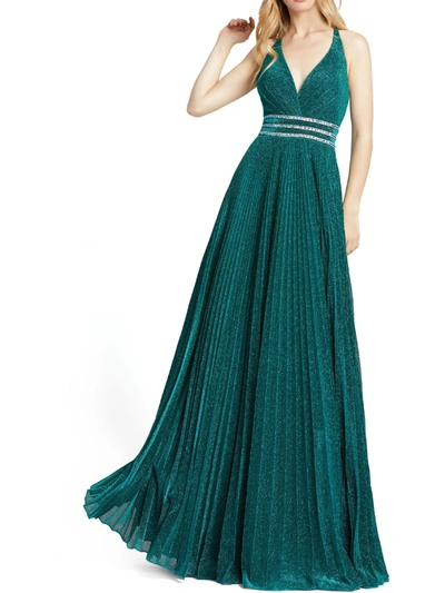 Shop Mac Duggal Womens Glitter Full Length Evening Dress In Blue