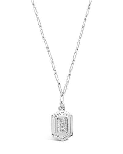Sterling Forever Hexagon Tag Initial Necklace In Silver