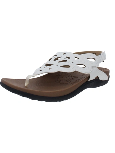 Shop Rockport Ridge Womens Faux Leather Laser Cut Wedge Sandals In White