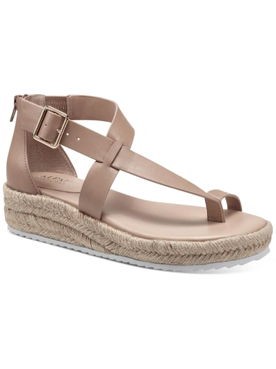 Shop Alfani Moira Womens Asymmetric Toe Loop Wedge Sandals In Beige