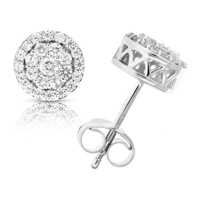 Vir Jewels 1/2 Cttw Round Diamond Stud Earrings In .925 Sterling Silver With Rhodium In Silver