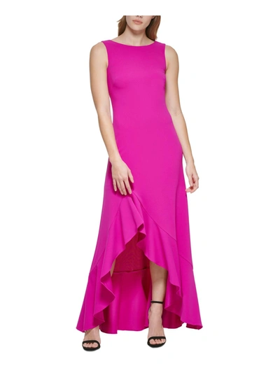Shop Vince Camuto Womens Ruffled Full Length Evening Dress In Pink