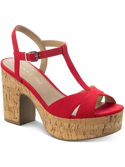 Shop Sun + Stone Jillien Womens Buckle Peep-toe Block Heels In Red
