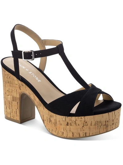 Shop Sun + Stone Jillien Womens Buckle Peep-toe Block Heels In Multi