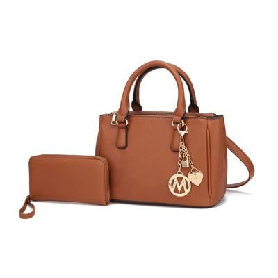 Mkf Collection By Mia K Ruth Vegan Leather Women's Satchel Bag With Wallet - 2 Pieces In Brown