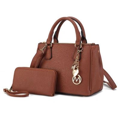 Mkf Collection By Mia K Ruth Vegan Leather Women's Satchel Bag With Wallet - 2 Pieces In Brown