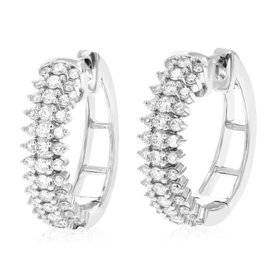 Vir Jewels 3/4 Cttw 78 Stones Round Lab Grown Diamond Hoop Earrings .925 Sterling Silver Prong Set 3/4 Inch In Silver