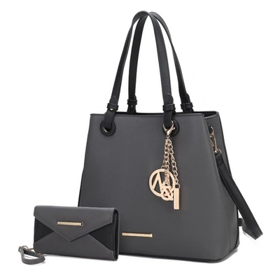 Mkf Collection By Mia K Kearny Vegan Leather Women's Tote Bag With Wallet- 2 Pieces In Grey