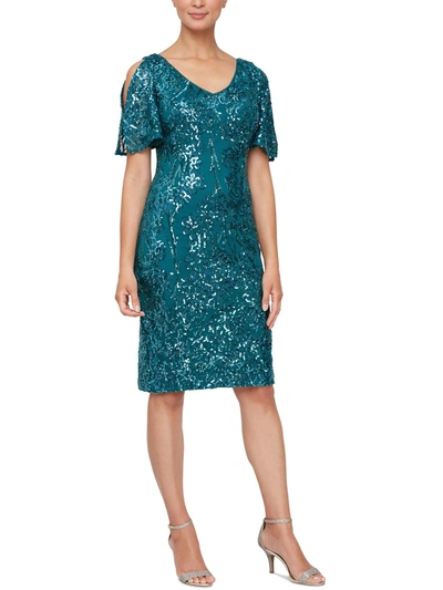 Shop Alex Evenings Womens E Mesh Cocktail And Party Dress In Blue