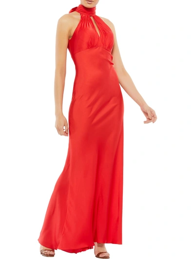 Shop Mac Duggal Womens Satin Maxi Sheath Dress In Red