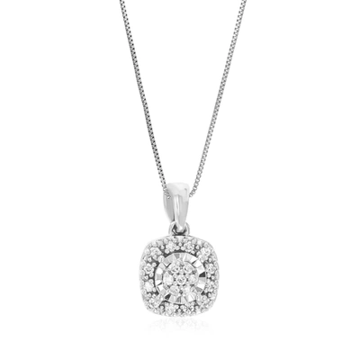 Vir Jewels 1/10 Cttw Lab Grown Diamond Square Pendant Necklace .925 Sterling Silver 1/3 Inch With 18 Inch Chain In Silver