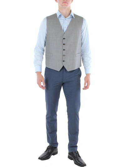 Shop Lauren Ralph Lauren Mens Wool Blend Classic Fit Suit Vest In Grey