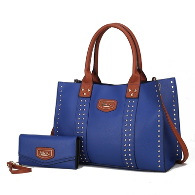 Shop Mkf Collection By Mia K Davina Vegan Leather Women's Tote Bag With Wallet In Blue