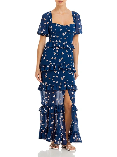 Shop Wayf Womens Puff Sleeve Long Maxi Dress In Blue