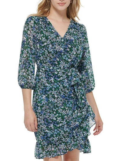 Shop Karl Lagerfeld Womens Tie Waist Short Mini Dress In Green