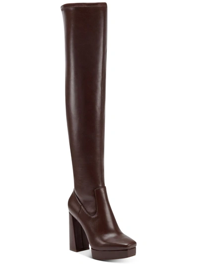 Shop Jessica Simpson Kiah Womens Block Heel Square Toe Thigh-high Boots In Red