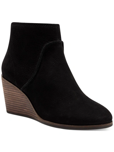Shop Lucky Brand Zanta Womens Nubuck Wedge Ankle Boots In Black