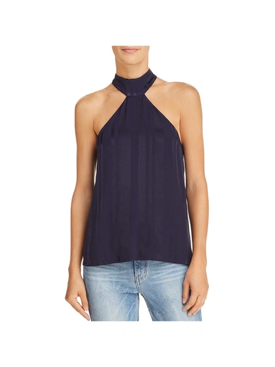 Shop Lucy Paris Womens Cut-in Mock Meck Blouse In Blue