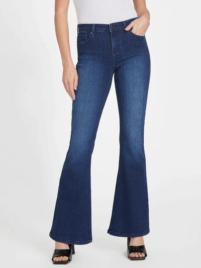 Shop Guess Factory Eco Sharona Mid-rise Flare Jeans In Blue