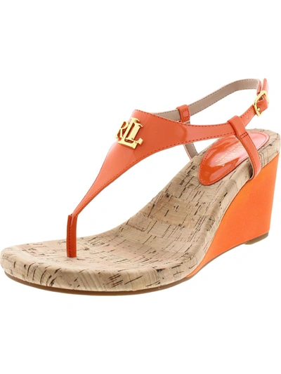 Shop Lauren Ralph Lauren Jeannie Womens Logo Wedge Sandals In Orange