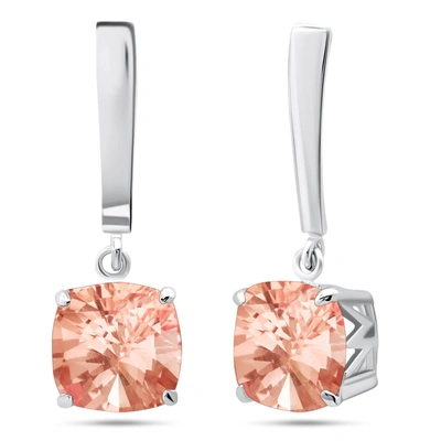 Shop Nicole Miller Sterling Silver 8mm Cushion Cut Gemstone Dangle Drop Earrings In Multi