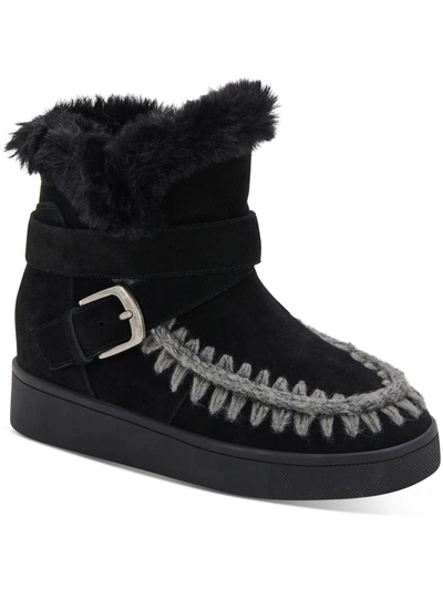 Shop Aqua College Angel Womens Leather Moc Toe Winter & Snow Boots In Black