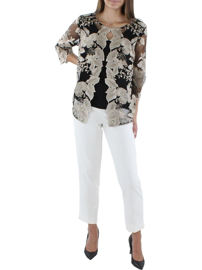 Shop Alex Evenings Womens Lace Overlay Embroidered Blouse In Multi
