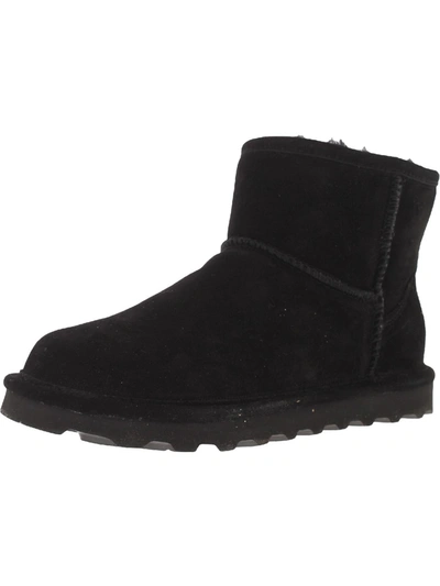 Shop Bearpaw Alyssa Wide Womens Suede Pull On Winter & Snow Boots In Black