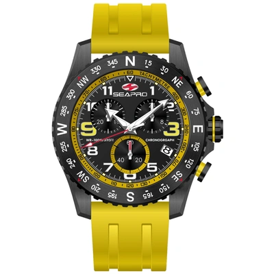 Shop Seapro Men's Gallantry Black Dial Watch In Yellow