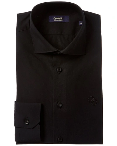 Shop Cavalli Class Slim Fit Dress Shirt In Black