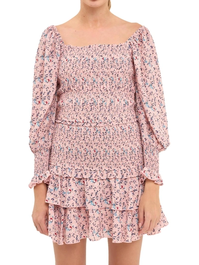 Shop Free The Roses Womens Printed Smocked Blouse In Pink