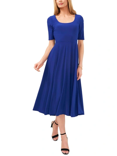 Shop Msk Womens Elbow Sleeve Scoop Neck Midi Dress In Blue