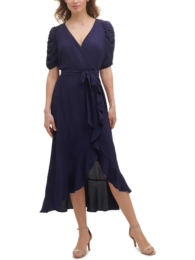Shop Kensie Womens Ruffled Long Maxi Dress In Blue