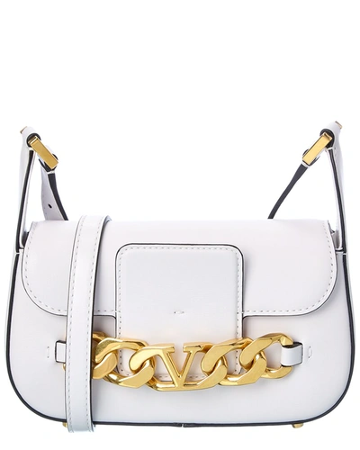 Shop Valentino Vlogo Chain Small Leather Shoulder Bag In White