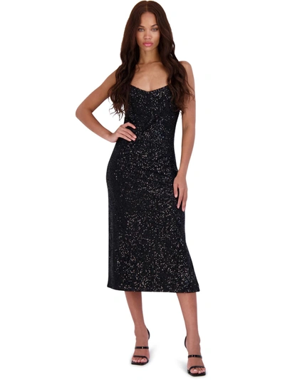 Shop Bb Dakota By Steve Madden Womens Sequined Double Slit Slip Dress In Black