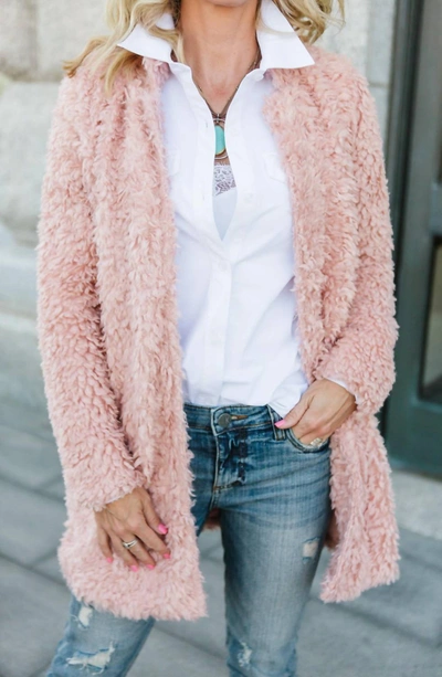 Shop Bishop + Young Fierce Creatures Faux Fur Jacket In Blush In Pink