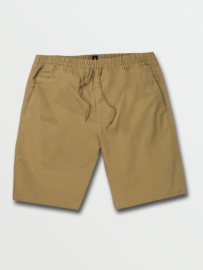 Shop Volcom Cleaver Elastic Waist Stretch Shorts - Dark Khaki In Brown