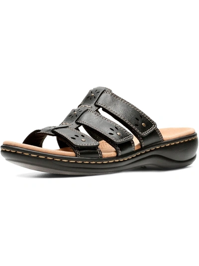Shop Clarks Leisa Spring Womens Leather Slip On Slide Sandals In Black
