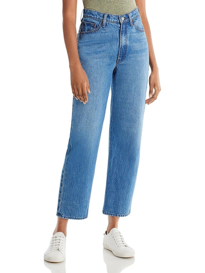 Shop Mother Snacks Womens Denim Medium Wash Straight Leg Jeans In Blue